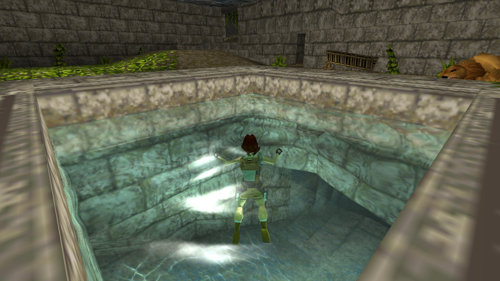 OpenLara core rendering an early Tomb Raider engine scene